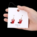 Festive Christmas stocking drop earrings in red and white enamel with golden snowflakes - Christmas Sock Style 1