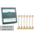 Christmas gift box with 6 gold stainless steel spoons featuring heart-shaped pendants - 304 Heart Pendant Spoons 6PCS (Gift Box) / Silver