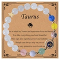 Detail of Taurus zodiac beaded bracelet with colorful stones and gold star charm - Taurus-Style 3