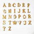 Detailed set of 26 golden alphabet charms for DIY jewelry making on white background - Letter S