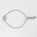 Adjustable silver titanium steel bracelet featuring a matte rectangular letter E pendant - Letter E / Steel