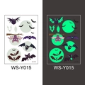 Glow in the dark Halloween bat tattoos with luminous green effect for party fun - Bat Style (WS-Y015)