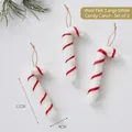 Set of 3 wool felt candy cane Christmas ornaments with red and white stripes - Wool Felt (Large White Candy Cane)