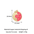 Dettaglio del ciondolo stella e luna placcato oro 14K con smalto rosa e dimensioni - Oro 14K H-13591 Rosa Sole Luna Stella