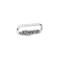 Silver metal charm connector with whatever text engraving for DIY bracelets - LJQ38-Whatever Alphabet Charm-Silver