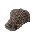 Dettaglio della trama pied de poule e del tessuto in tweed su un cappellino da baseball - Pied de Poule Marrone (B)