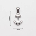 Detailed view of silver anchor pendant showing 19mm height and 11mm width dimensions - Anchor Shape Pendant (P00149S)