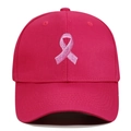 Pink baseball cap featuring rose pink cotton fabric and ribbon embroidery on white background - Adjustable / Rose Red