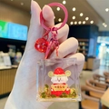 Creative lucky cat keychain in gold glitter liquid, red outfit with fortune banner - God of Wealth - Rolling Wealth / Individual Packaging