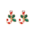 Christmas candy cane stud earrings with red white green enamel and gold plated finish - Candy Cane 1
