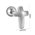 Polished stainless steel cross stud earring with secure screw-back ball closure - Cross