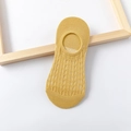 Women's yellow low cut cotton boat socks with breathable mesh pattern for summer wear - One Size / Yellow