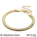 Golden flat snake chain bracelet in 18k plated stainless steel with adjustable lobster clasp - 5mm x 14cm + 5cm / Gold