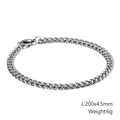 Polished silver stainless steel cuban curb chain bracelet, 200mm length and 4.5mm width - Silver 4.5mm Style (KB126666-Z)