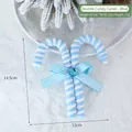 Blau-weiß gestreifter Weihnachtszuckerstangen-Anhänger mit Schleife und Strass, 14,5 cm - Doppelte Krücken / Blau/Weiß