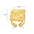 Detail view of 18K gold plated titanium steel ring featuring lava hammered texture design - Rectangular Hammered Fold(JZ6368)