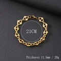 Détail du bracelet gourmette en acier titane doré de 11,5mm sur cuir noir de 21cm - Bracelet ajouré losange doré de 11,5 mm