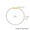 Bracciale tennis minimalista in acciaio inossidabile placcato oro 18k con pietre di zircone - Bianco / 16cm