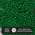 Perline di vetro verde da 4mm in tinta unita verniciata per gioielli fai-da-te - US 12 / 100g (circa 1500 pz)
