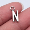 Silver alloy letter N pendant charm with smooth metallic finish for DIY jewelry - Letter N (B15667) / Antique Silver