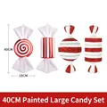 Christmas 40cm painted candy ornament set with glitter red white and green finish - 40cm Painted Large Candy Set