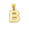 Pendente lettera B dorata con smalto bianco e bordo a rilievo su sfondo bianco - Lettera B (Ciondolo Singolo)