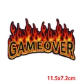 Punk Gameover letter embroidery patch with red flame design for iron-on jackets - Game Over Flame (PE6803CT)