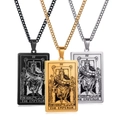 Stainless steel Emperor Tarot card necklaces in black, gold, and silver finishes - The Emperor