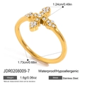 Dettaglio anello a croce placcato oro 18K con dimensioni e cristalli incastonati - Stile Croce 1.24cm (JDR0208009-7) / Oro