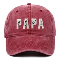 Berretto da baseball in cotone bordeaux lavato vintage con ricamo PAPA per protezione solare esterna - Regolabile / Borgogna