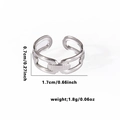 Detailed dimension guide for silver stainless steel ring showing height and inner diameter - Adjustable Open / Silver-Chain Decoration (TYR0572)