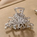 Pinza per capelli in metallo argento con motivo ragnatela su seta morbida - Piccolo / Argento-3cm