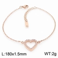 Elegantes rotgoldenes Herzarmband mit Mikro-Pave-Kristallen und polierter Oberfläche - Roségold