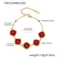 Detail specifications of golden stainless steel bracelet with five red glass stones - Bracelet / Gold-Red