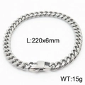 Silver stainless steel Cuban chain bracelet 220x6mm size for men and women - Style A 6mm-220mm