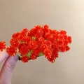 Primer plano de pasador para el cabello con densos racimos de flores rojas brillantes - Racimo de Flores Rojas