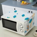 Waterproof microwave dust cover featuring cute cartoon polar bear and side storage pockets - Microwave Cover-Blue Bear