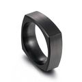 Anello quadrato minimalista in acciaio inossidabile nero opaco con finitura spazzolata - US 8 / Nero