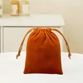Brown velvet drawstring jewelry pouch for beads and gifts with a golden silk cord - 7cm*9cm / Coffee