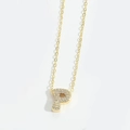 Golden letter P pendant necklace with sparkling cubic zirconia on a cable chain - Letter P
