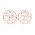 Macro detail of rose gold Tree of Life earrings with intricate hollowed-out pattern - 192-Tree of Life / Rose Gold
