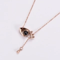 Collana occhio d'angelo in oro rosa con pietra di proiezione nera e incisione - Oro rosa