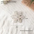 Calamita da frigo a forma di fiocco di neve bianco e oro in resina, 6x6 cm - Magnete da Frigorifero Fiocco di Neve