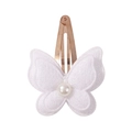 White butterfly hair clip with pearl detail and rose gold metal finish for girls - White