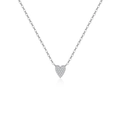 S925 sterling silver heart pendant necklace featuring pavé-set white zircon stones - Silver