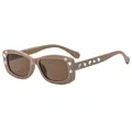 Square brown sunglasses with diamond accents on a 45-degree angle in variant C5 - Coffee Frame Tea Lens