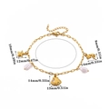 Detailed size specifications for sea star and shell charms on a gold layered anklet - Ocean Multi-Pendant Gold Bracelet HJ552