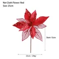 Red 25cm artificial Christmas poinsettia mesh flower with sequins and a 15cm stem - 25cm / Red