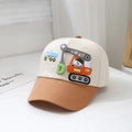 Dettaglio cappellino bimbo con applicazione gru 3D e tessuto in cotone bicolore traspirante - 52cm (2-5 Anni) / Bianco Sporco