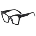 Montatura occhiali cat-eye nera spessa con accenti argentati a tre punti e aste larghe - Nero